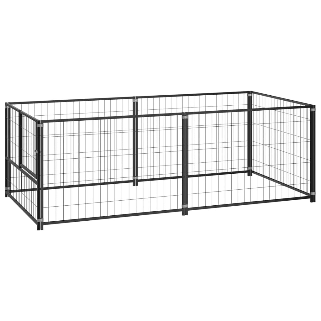 [EU Direct] vidaxl 150790 Outdoor Dog Kennel Black 200x100x70 cm Steel House Cage Foldable Puppy Cats Sleep Metal Plaype