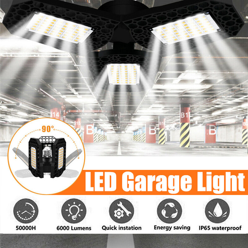 

40W E27 Deformable 108LED Garage Light Bulb Waterproof Foldable Fixture Ceiling Workshop Night Lamp 85-265V