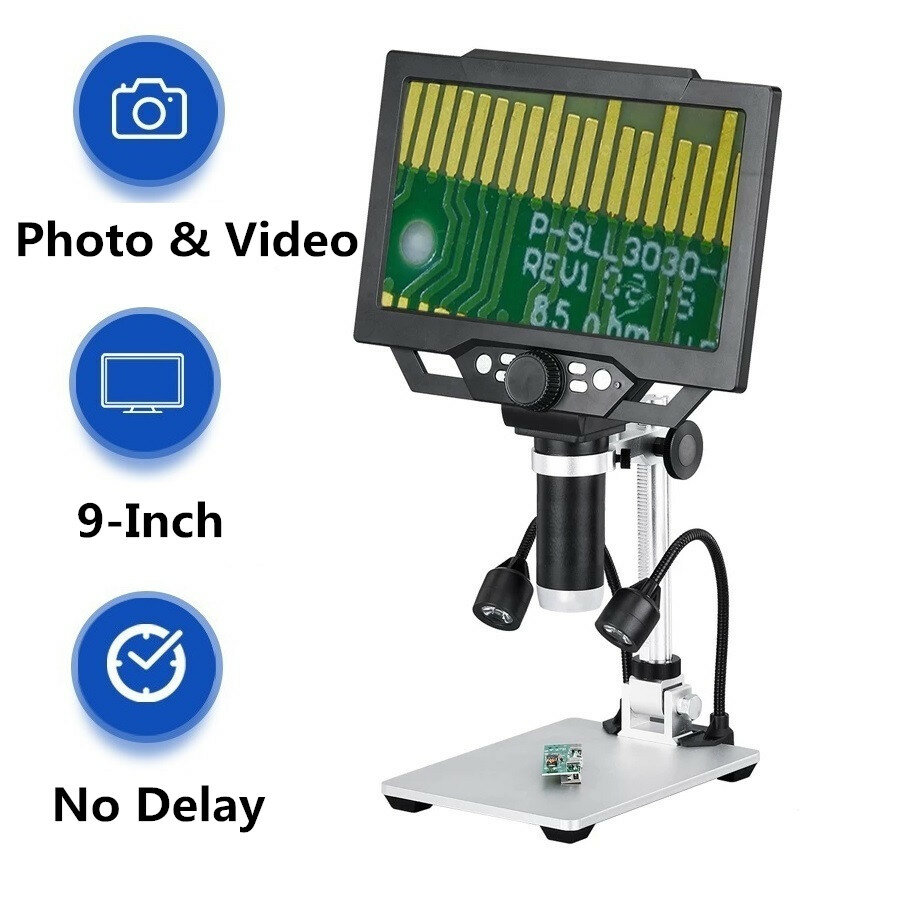 G1600 9 Inches Large Color Screen Digital Microscope HD 12MP Display 1-1600X Continuous with LED Hig