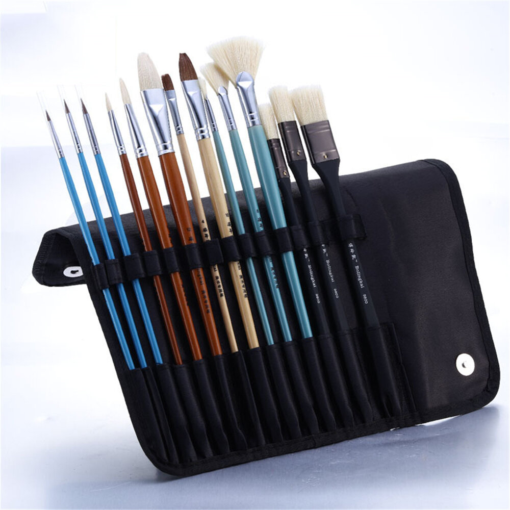 Bolingkai 14Pcs Oil Painting Pen Set Multifunction Painting Brush Set Drawing Sketching Oil Painting Examing Pen Set For