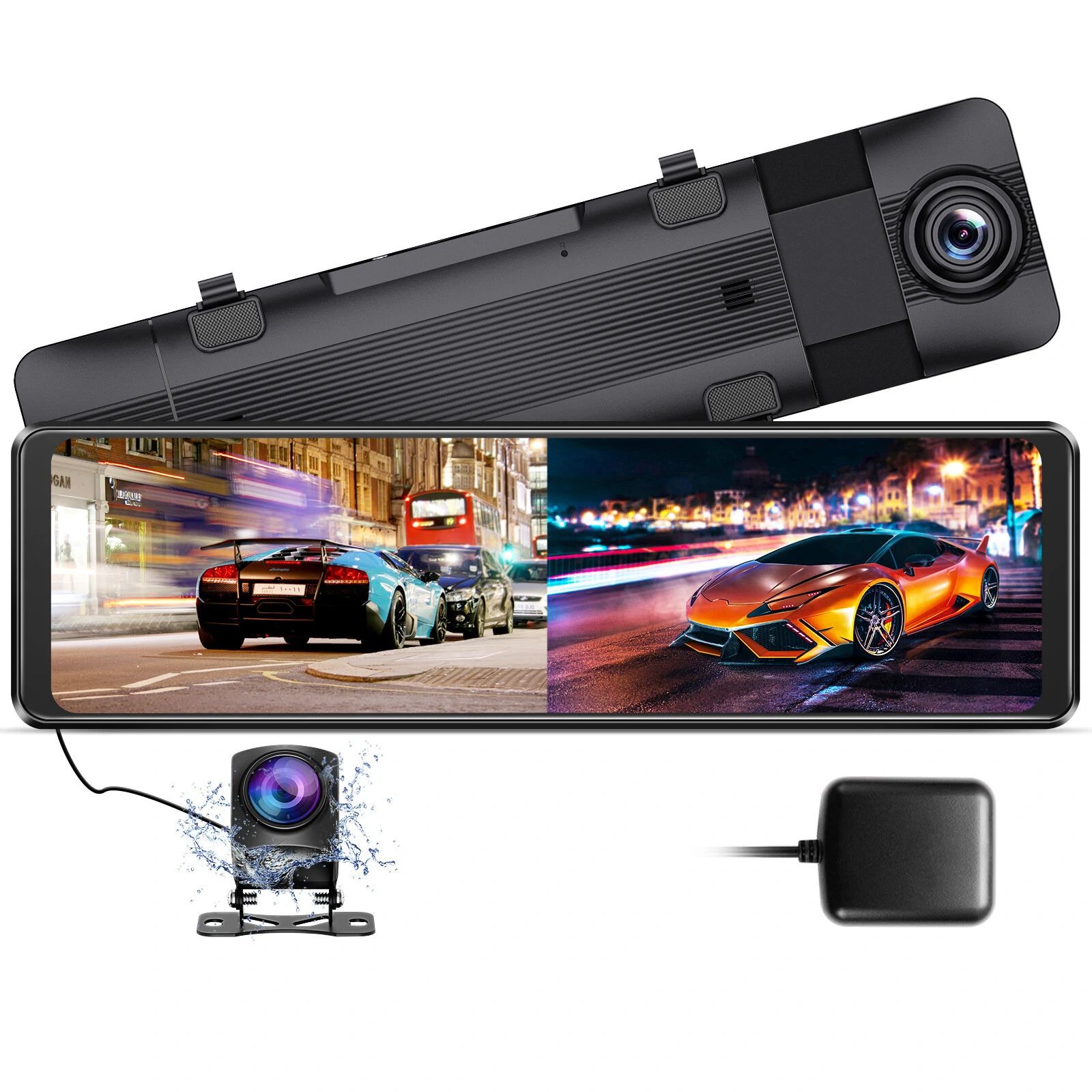 AZDOME PG16 Dash Cam Driving Recorder Front 1296P+ Rear 1080P Touch Screen Mirror Camera GPS Track Night Vision 24H Parking