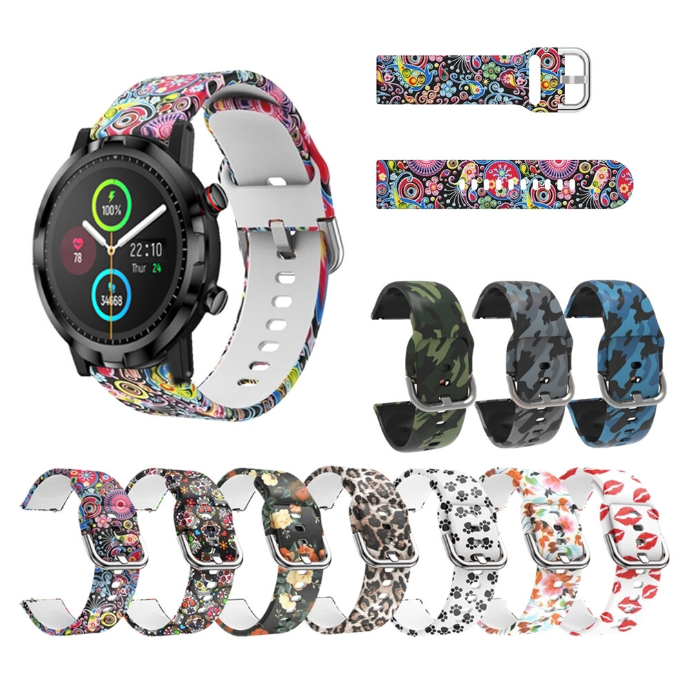 Bakeey 22 mm breedte Colorful Schilderen comfortabele siliconen horlogeband vervanging voor Haylou L