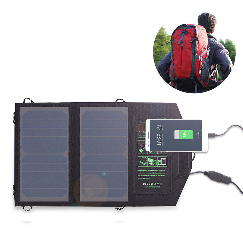 Pannello solare portatile pieghevole ALLPOWERS ZDB 5V 10W Caricatore solare Batteria solare per telefono per escursioni e campeggio all'aperto