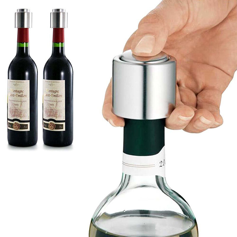 

Stainless Steel Vacuum Sealed Wine Bottle Stopper Preserver Pump Sealer Bar Stopper Keep Your Best Wine Fresh Fits 750ml