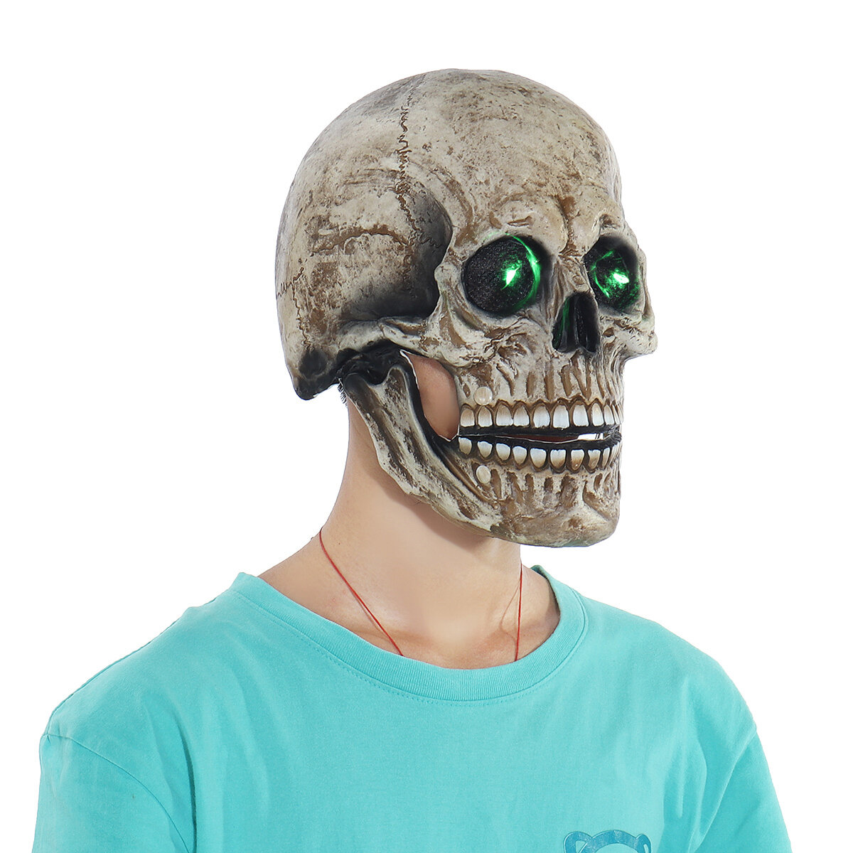 Halloween Beweegbare Mond Skelet Masker Cosplay Horror Latex Masker Hoofddeksels met LED