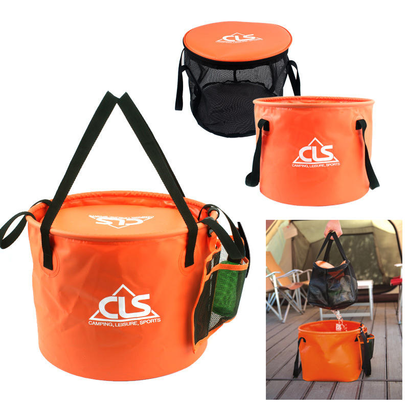 IPRee ™ 30L Outdoor Double-Layer Folding Bucket Portable Camp Wash Bolsa Pouch Mesh Basket