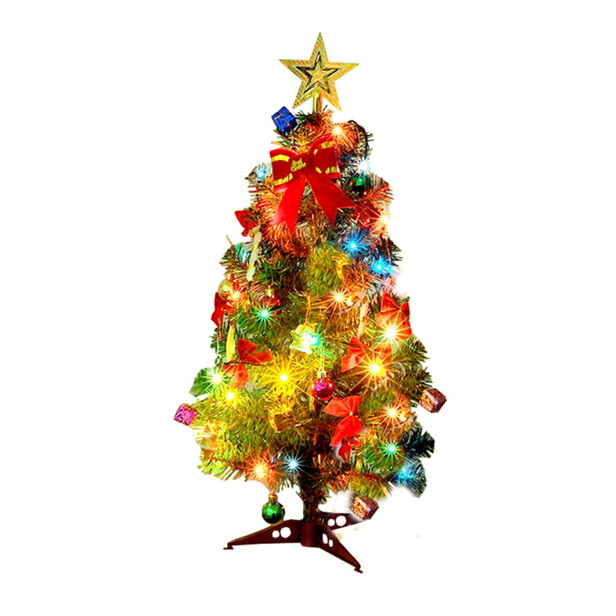 30cm/45cm/60cm Height Tabletop Xmas Tree Artificial Mini Christmas Pine Tree with Led String Light Ornaments Home Decora
