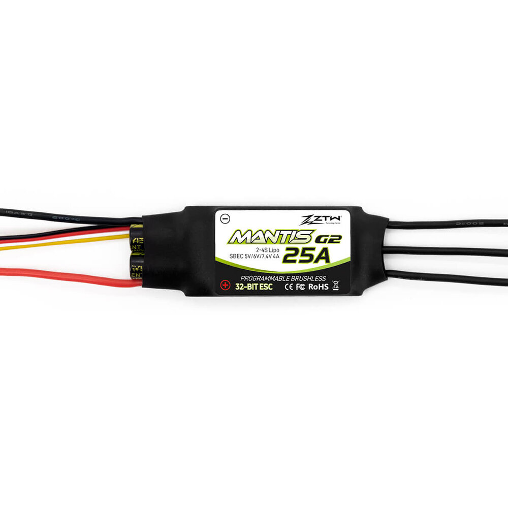 ZTW Mantis G2 25A New 32-Bit Brushless ESC With 5/6/7.4V Adjustable 4A BEC 2-4S for RC Airplane