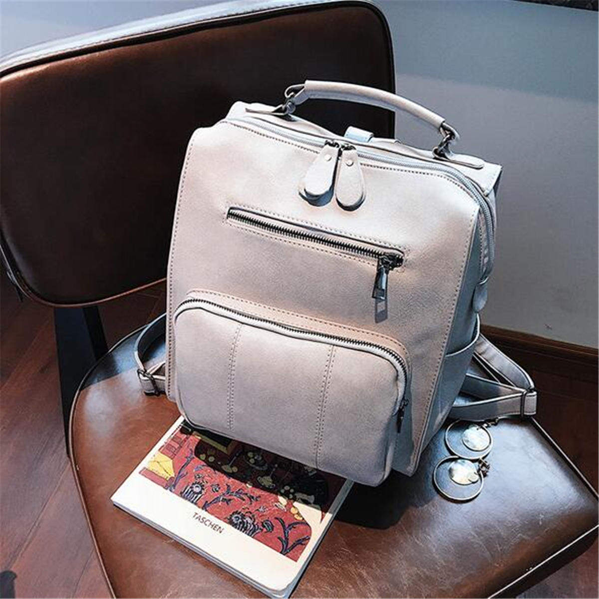 vintage backpack pu leather student school bag handbag shoulder bag ...