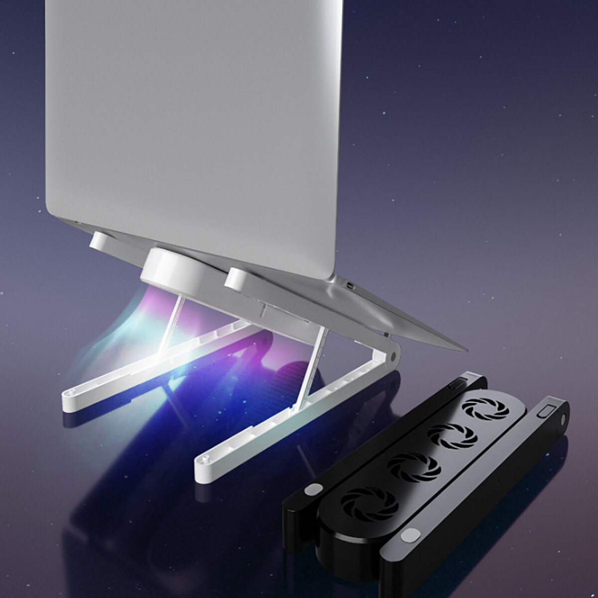 Universele 7-Gear Hoogte Verstelbaar met 4 Colorful Verlichting Fans Warmteafvoer Macbook Desktop St