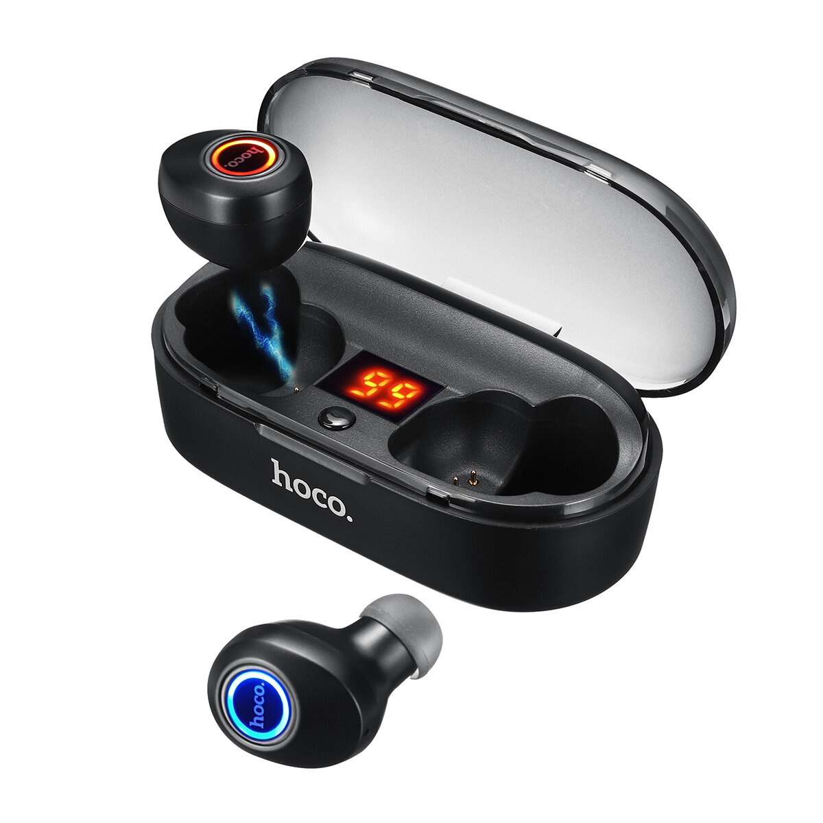[Bluetooth 5.0] HOCO TWS HiFi Wireless Earbuds LED Display Bass Stereo CVC6.0 Noise Cancelling Sport Bilateral Calls Aur