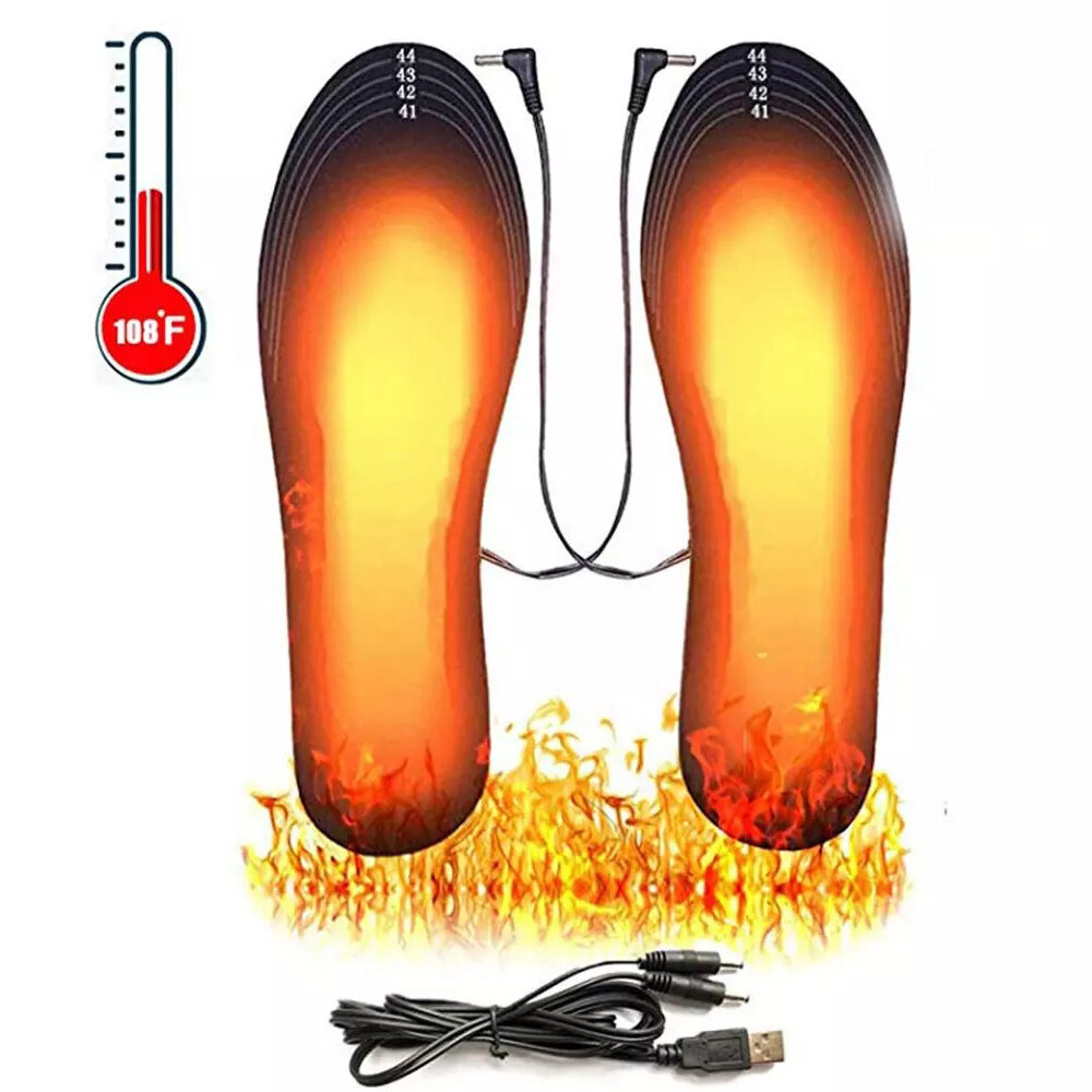 TENGOO Solette per scarpe riscaldanti elettricamente Ricarica USB EVA Elastico FibeFeet Tappetino per calzino caldo Solette termiche calde lavabili