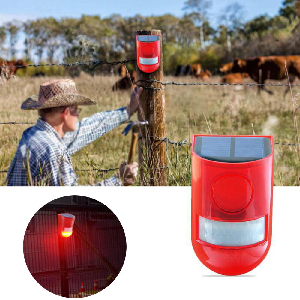 6 LED Solar Alarm Rode Lamp Bewegingssensor Waarschuwing Geluid Licht Waterdicht voor Tuin Fabriek M