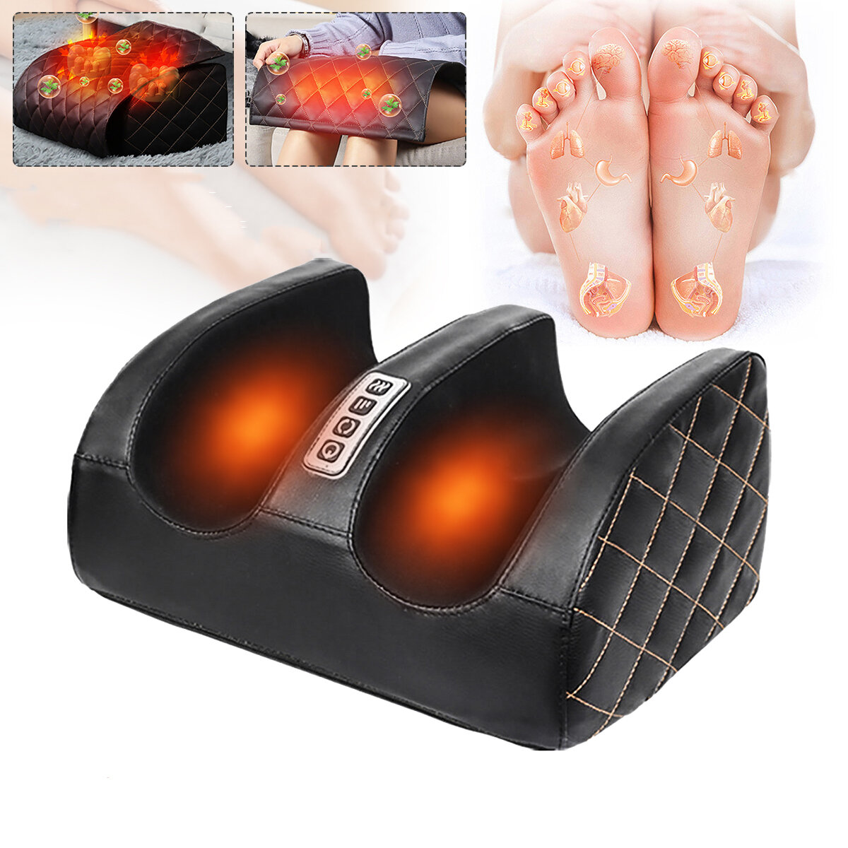 

3D Foot Massage Machine Three-level Strength Adjustment Electric Shiatsu Foot Massager Heating Therapy Foot Massager