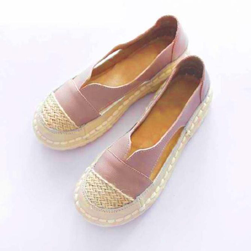 50% OFF on Plus Size Women Loafers Round Toe Casual Hollow Stitching Slip-on Flats