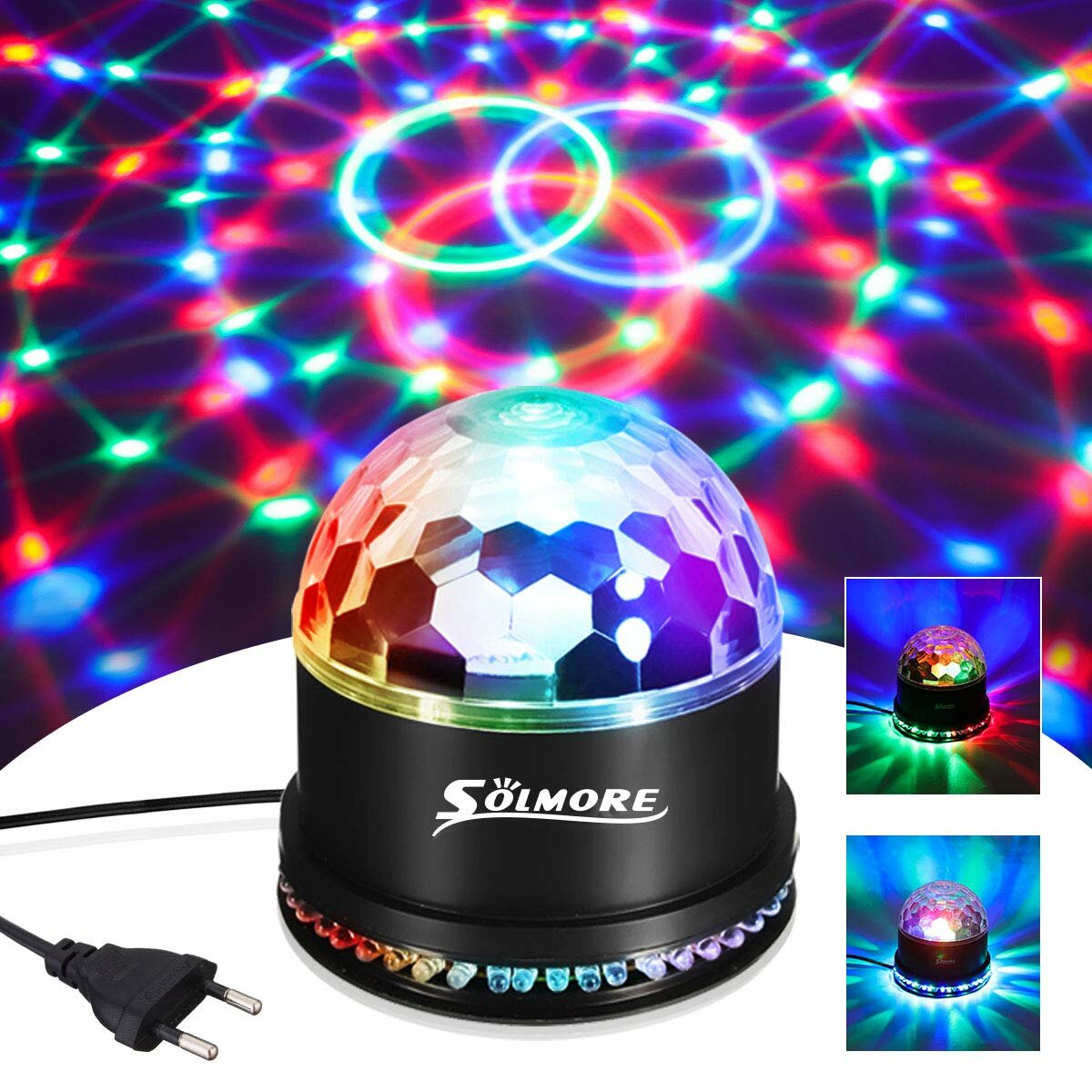Disco Lights SOLMORE 51 LEDs Party Stage 12W RGB Disco Ball Light Sound Unique Sequential Flashing Effect for Kids Festi
