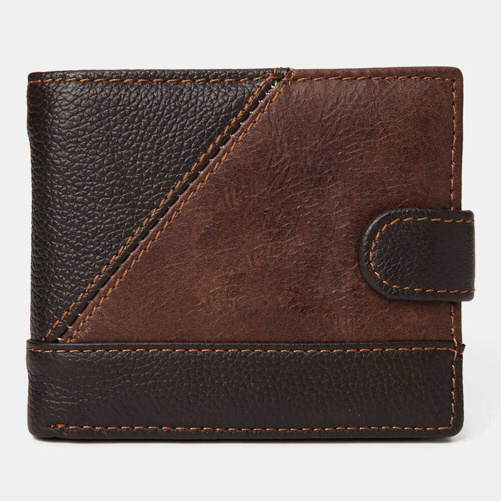 

Ekphero Men Color Matching Bifold Short Multi-card Slot Card Case Retro Soft Leather Coin Purse Wallet