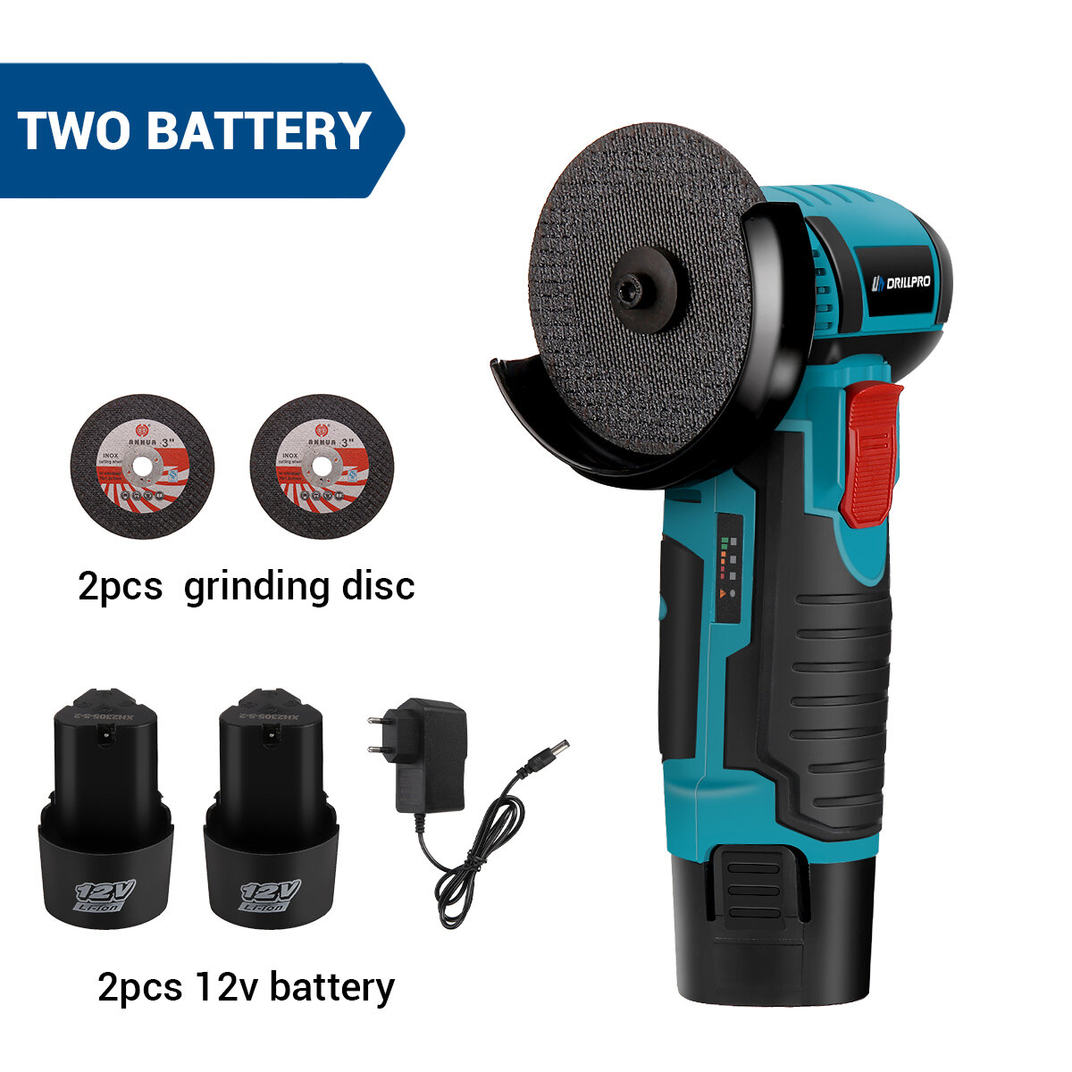 best price,16.8v,brushless,75mm,angle,grinder,with,2,batteries,eu,coupon,price,discount