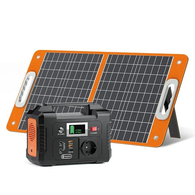 [EU Direct] FlashFish E200 200W 40800mAh Station d'alimentation portable avec 1panneau solaire pliable 18V 60W, générateur d'énergie solaire avec prise AC 110V/220V, 2 ports DC/3 ports USB