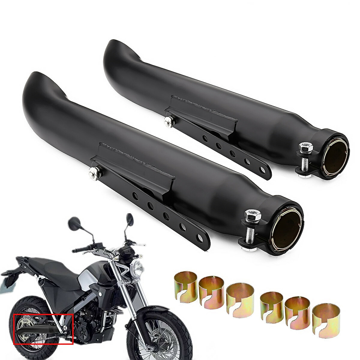 2X Motorcycle Exhaust Muffler Pipe Tip Retro Vintage Rear Pipe Tube Black For Bobbers