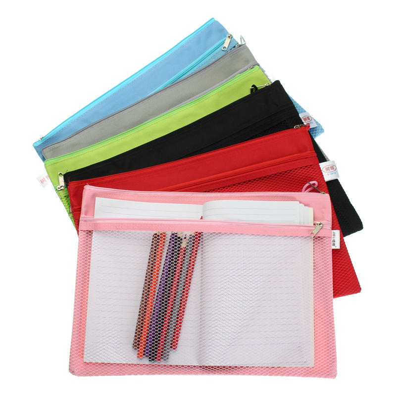 Kleurrijke dubbele laag doek doek ritssluiting boek potlood tas tas tas document tasjes