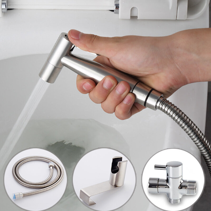 Stainless Steel Handheld Bidet Toilet Sprayer Set Kit Bidet faucet for Bathroom Hand Shower Head