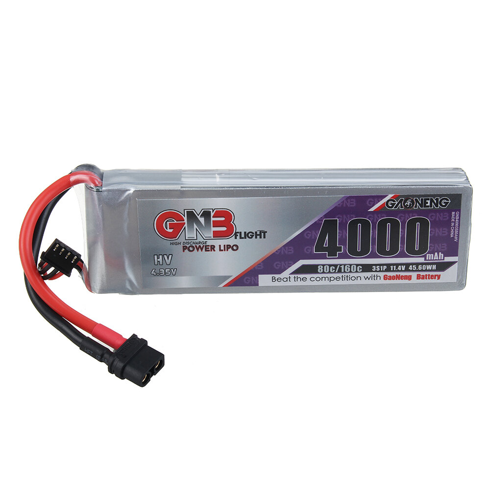 

Gaoneng GNB 11.1V 4000mAh 80C 3S Lipo Battery XT60/XT90/T Deans/EC5 Plug for RC Drone