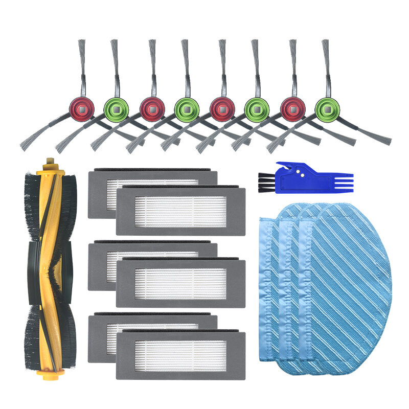 

19pcs Replacements for Ecovacs T5 Vacuum Cleaner Parts Accessories Main Brush*1 Side Brushes*8 HEPA Filters*6 Cleaning T