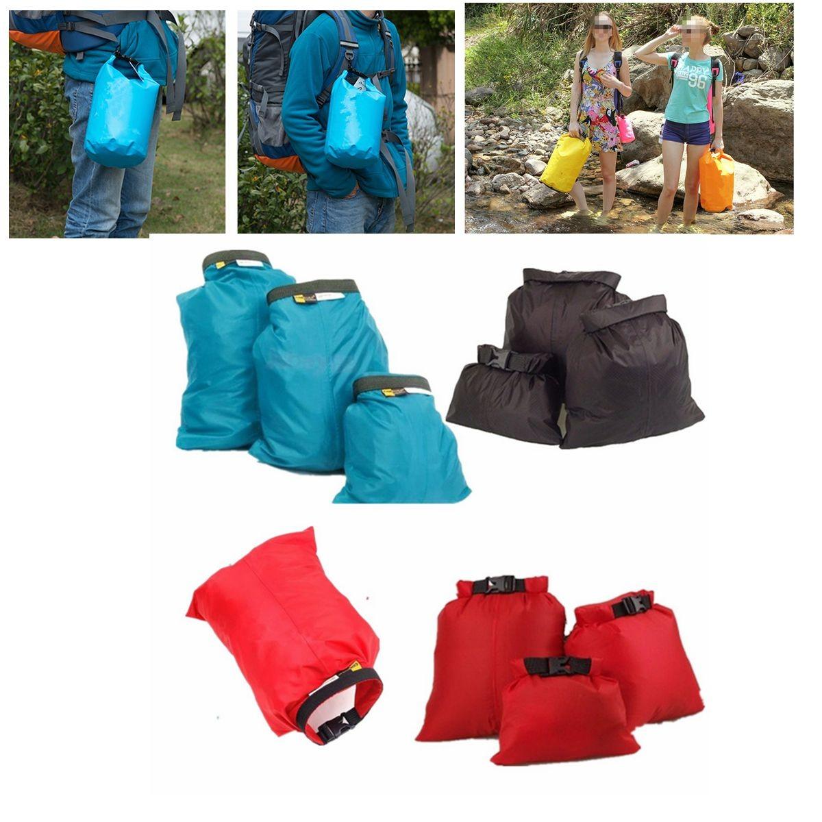 حقيبة تخزين سفر مضادة للماء IPRee 3 PCS Dry Sack Portable Pouch خفيفة الوزن للتخييم والمشي لمسافات طويلة