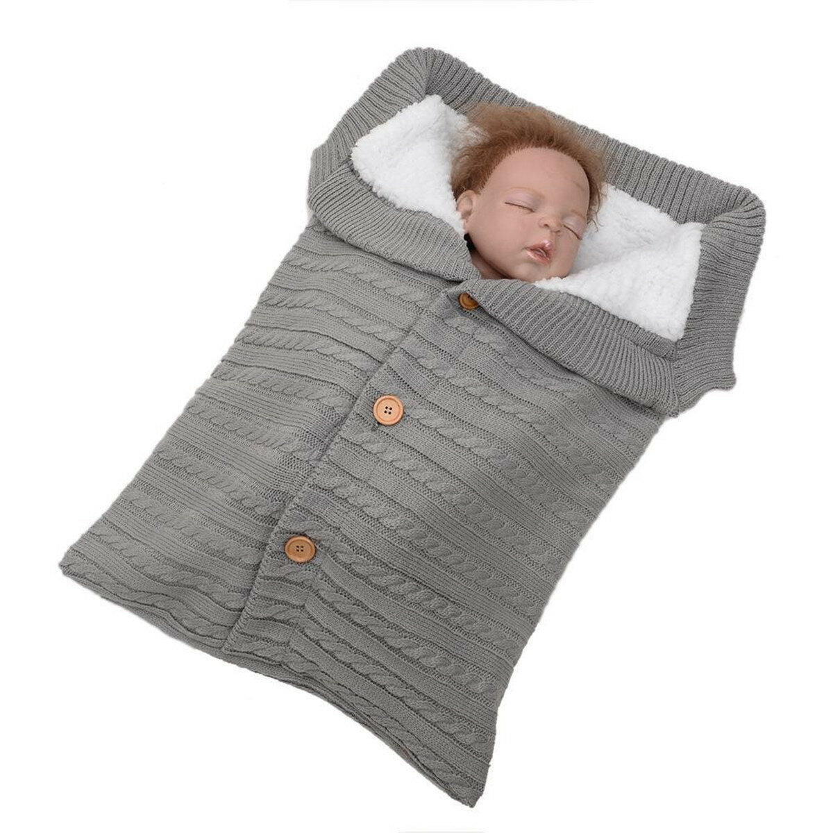 

Baby Hooded Swaddle Knit Wrap Blanket Warm Pram Pushchair Stroller Sleeping Bag Swaddling