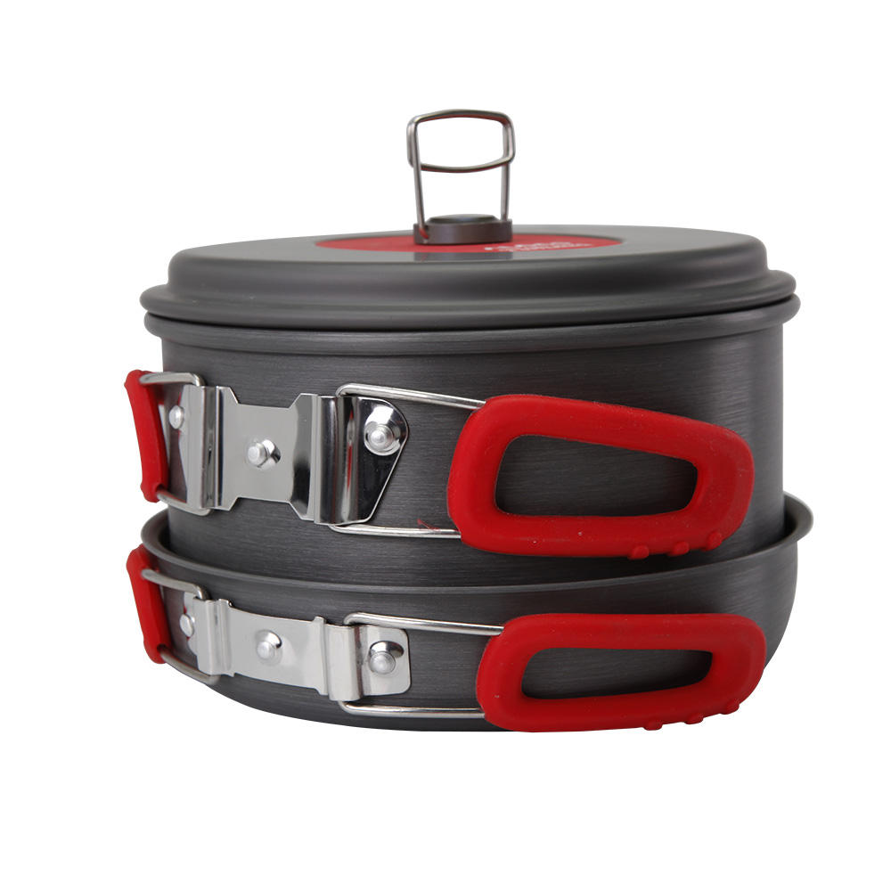 Alocs Outdoor Taşınabilir 2-3 Kişilik Tencere Taşınabilir Piknik Pan Pot Tavası Yemek Pişirme Seti 