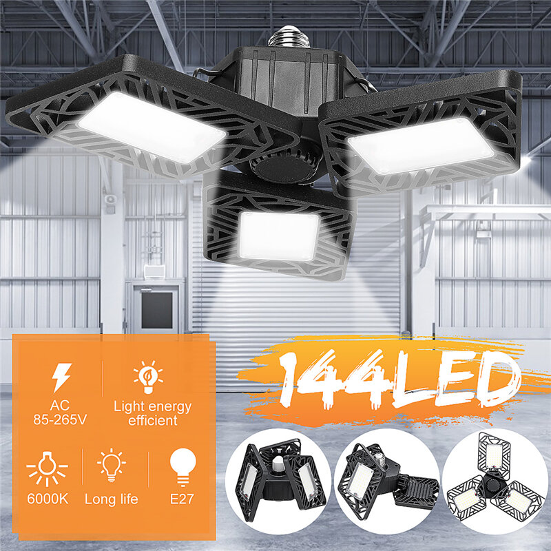 E27 60W LED Garage Lamp Gloeilamp Vervormbare Panelen Plafond Hoogbouw Verlichting voor Indoor Parki