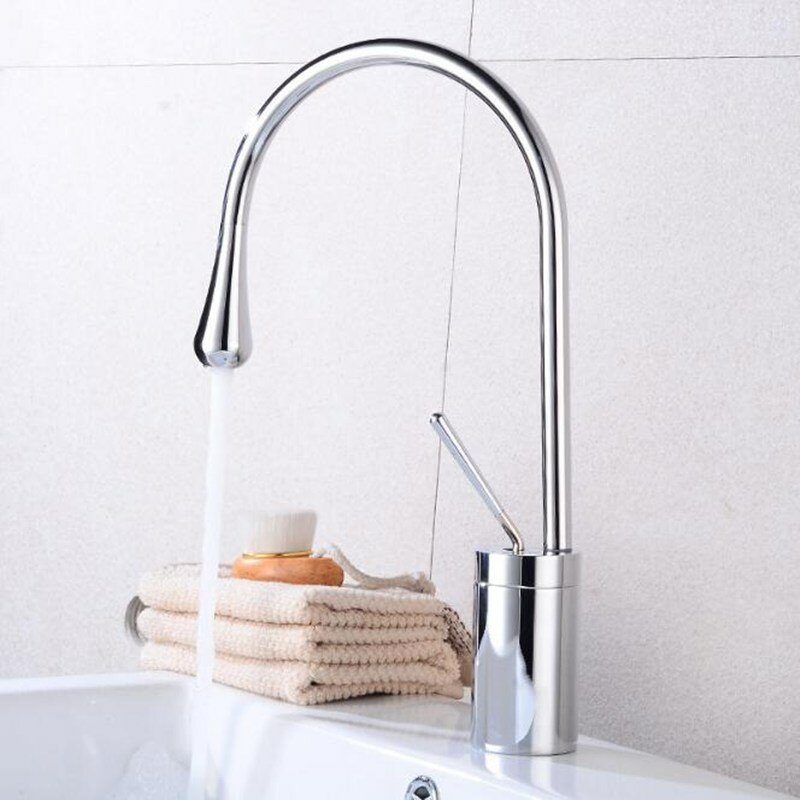 Copper Bathroom Basin Faucet Rotating Water Drop Style Kitchen Faucet Bathroom Basin Hot Cold Mixer Tap With Hose