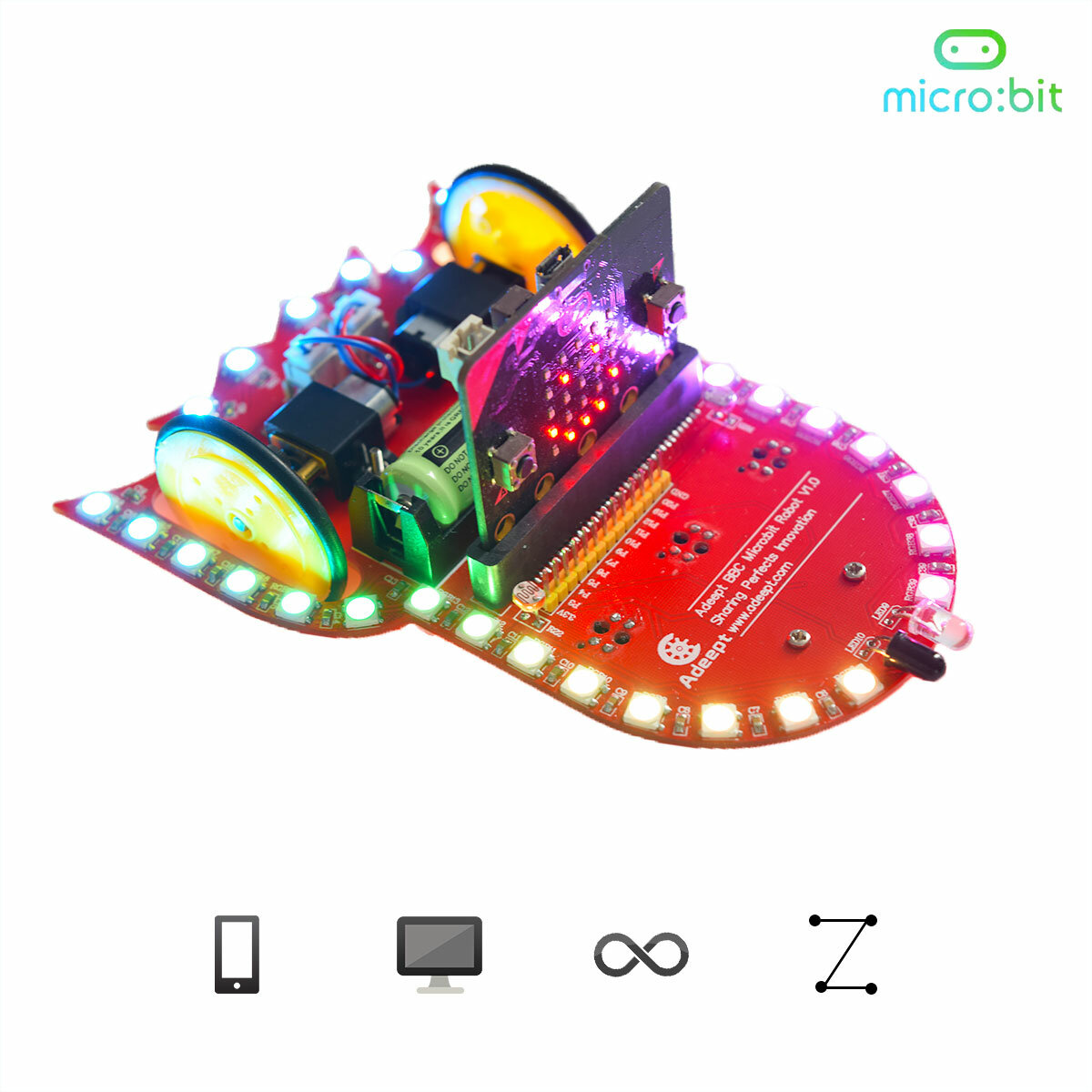 

Adeept Starry:bit Micro:bit Smart Robot Car Kit Programmable STEM Educational Robot Kit with Detailed Projects Tutorial