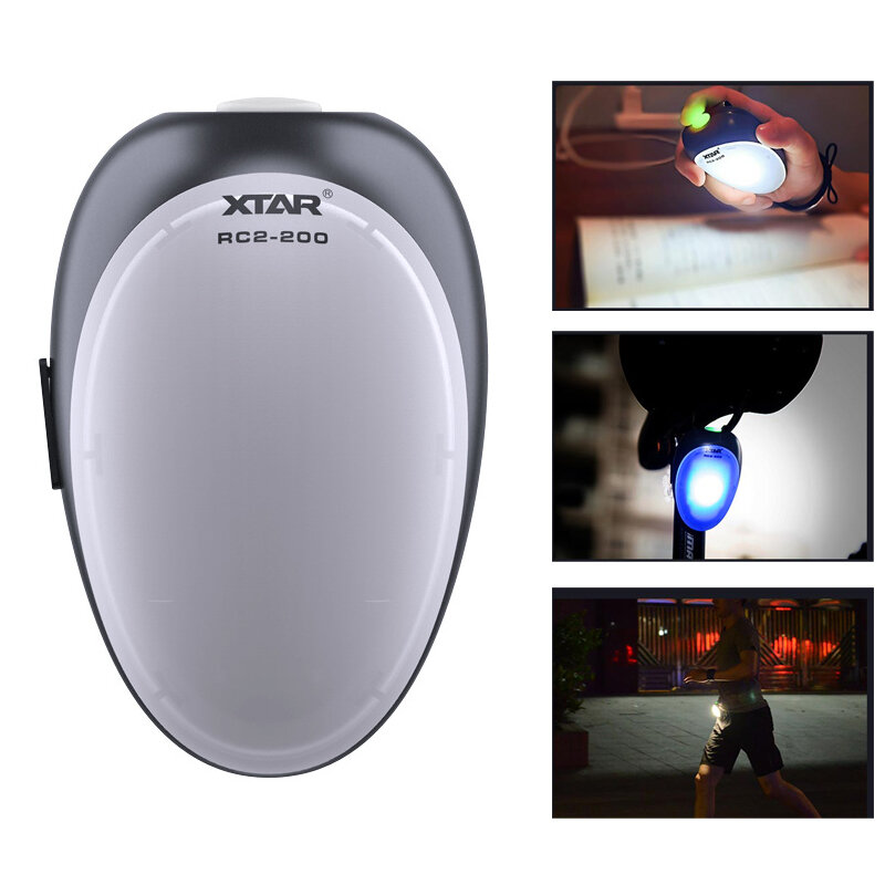 Linterna XTAR RC2-200 con LED RGB manos libres recargable con 3 modos de iluminación para uso en exteriores, seguridad al correr y camping.