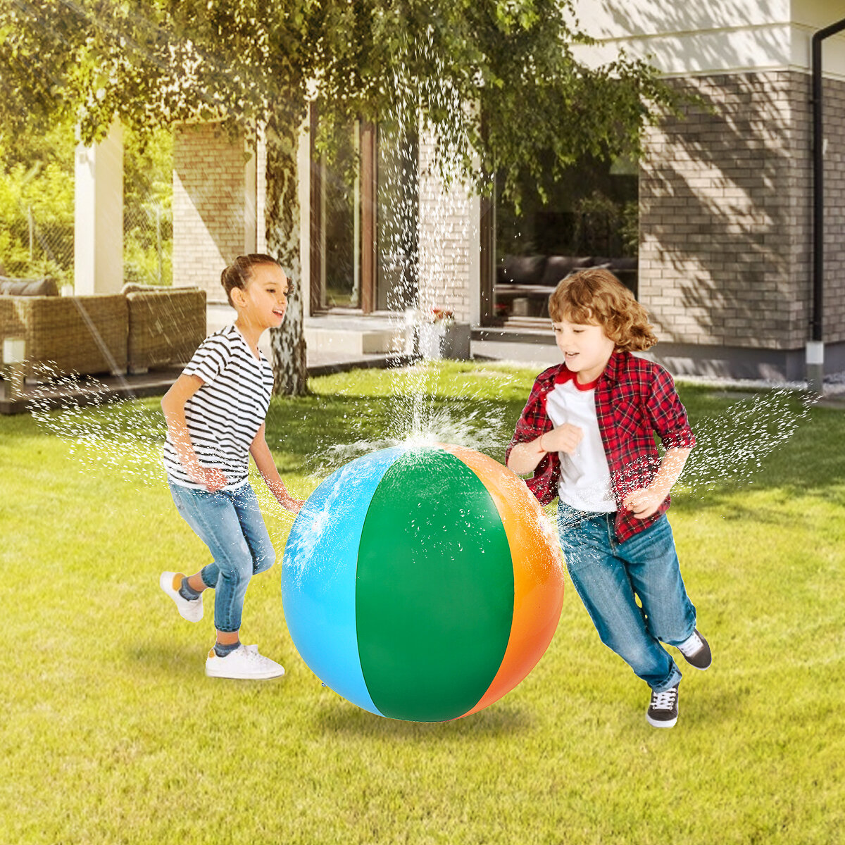 Regenboog Strandballen Opblaasbare Waternevel Strandbal Zomer Outdoor Sport Game Kids Sprinkler Spee