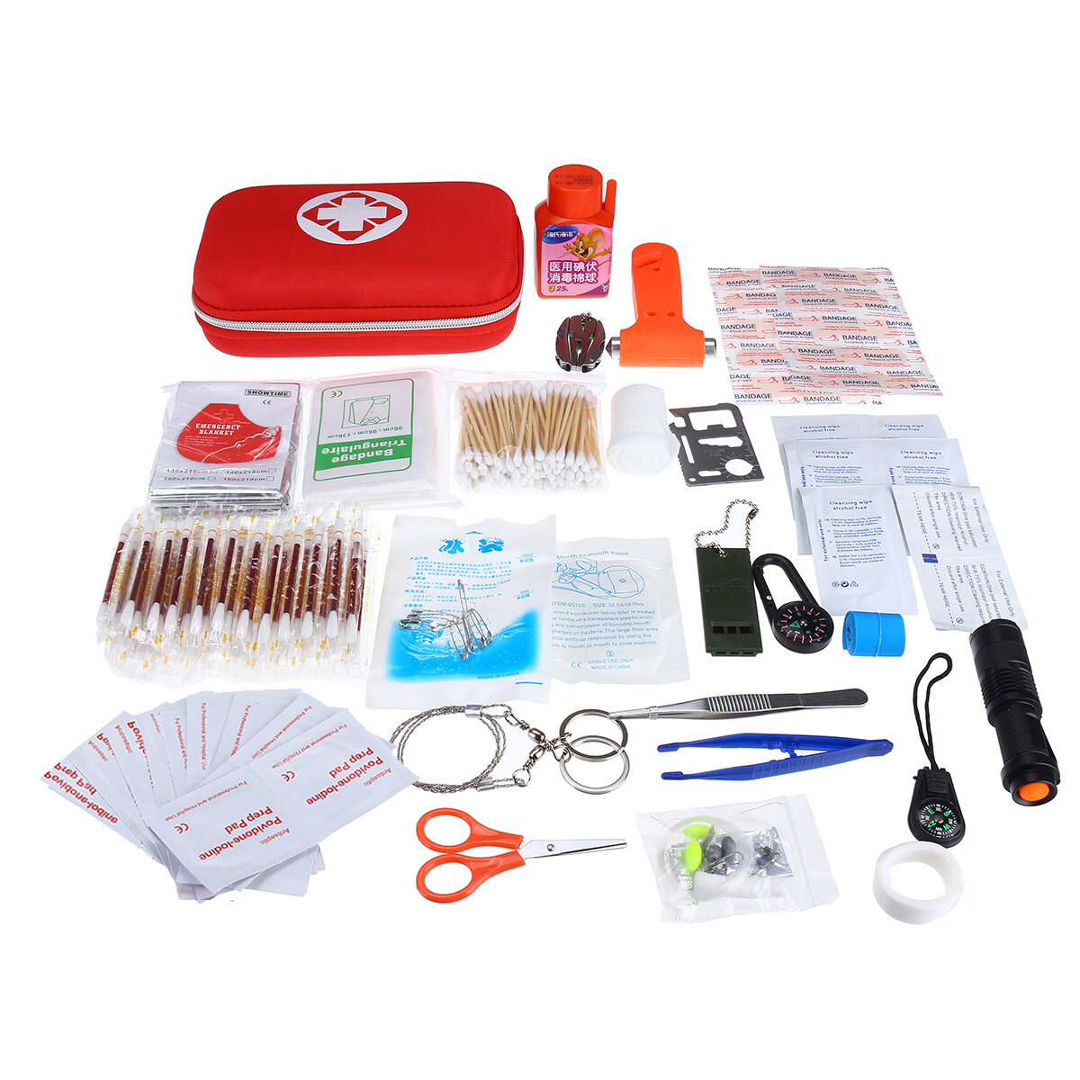 250 stks EHBO Emergency SOS Survival Kit Bag Gear Voor Reizen Camping Outdoor Home