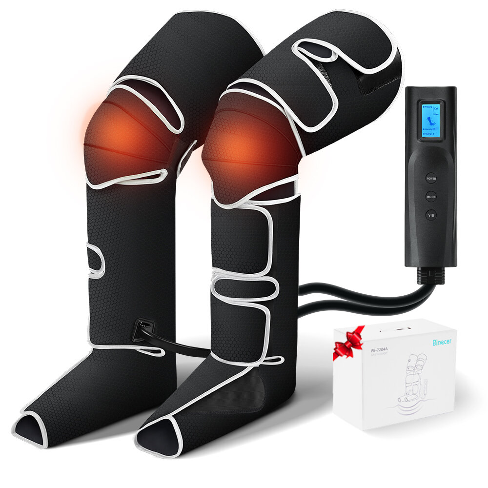 Binecer LM 1.3 Leg and Foot Massager with 40-55°C Heating Function Foot and Calf Leg Massager for Muscle Relax and Pain Relief with 3 Modes 3 Intensities and Optional Large Size