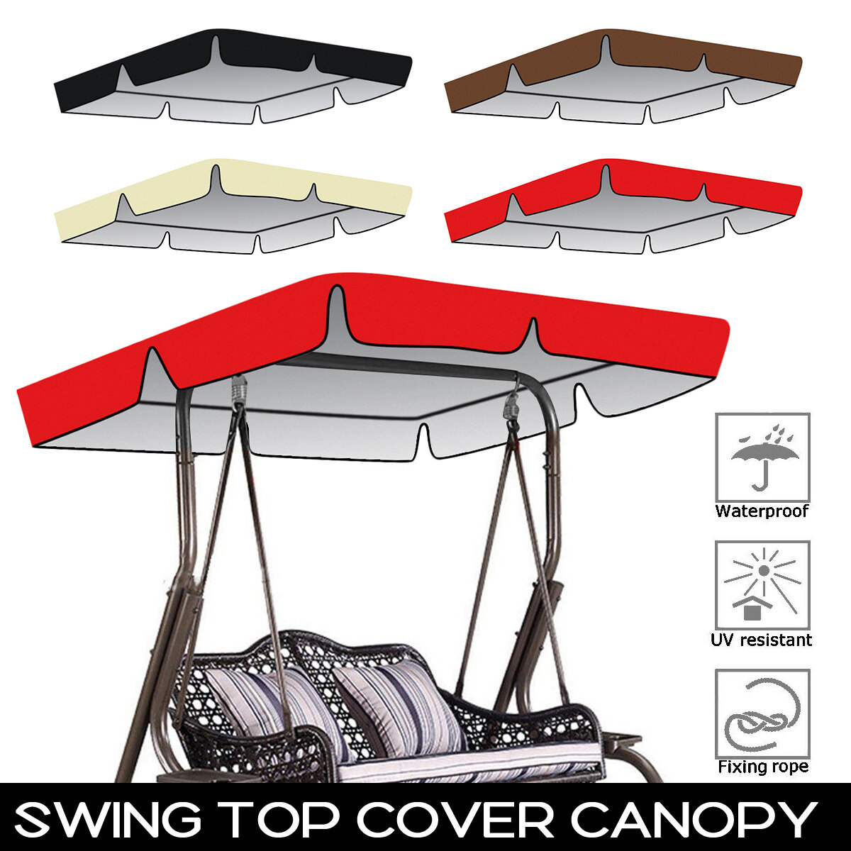 

3/2 Seat Swing Top Cover Replacement Canopy Porch Park Patio Outdoor Seat 60/77