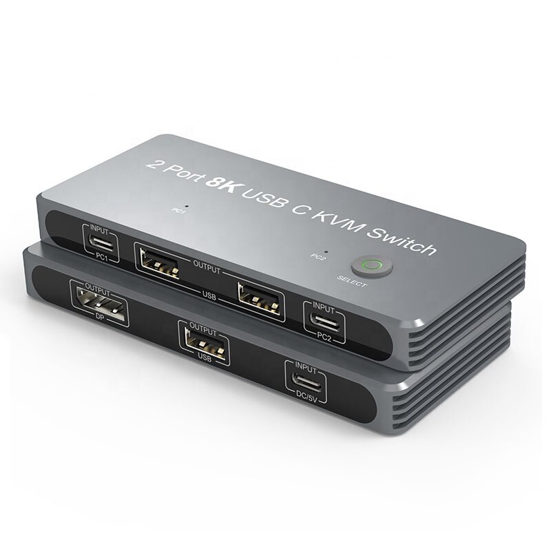 TAJUN 2 Port 8K Type C USB-C KVM Switch Dock USB C In Displayport USB2.0 Out 4K 60Hz 8K 30Hz