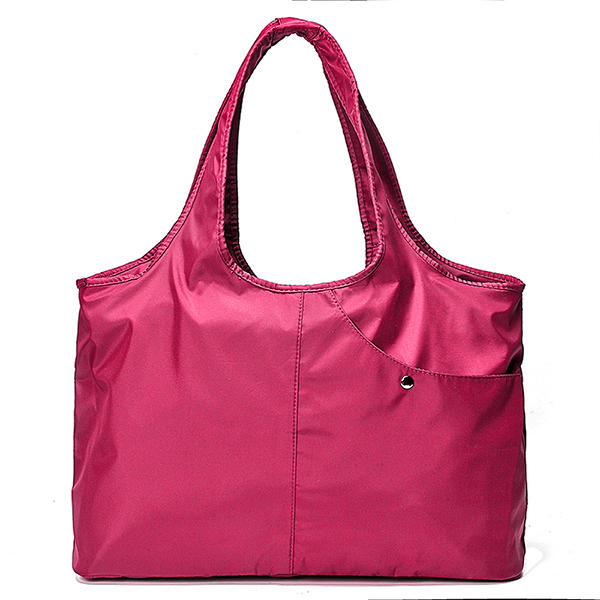 Women Nylon Handbag Solid Tote Bag Multi Pocket Shopping Bag