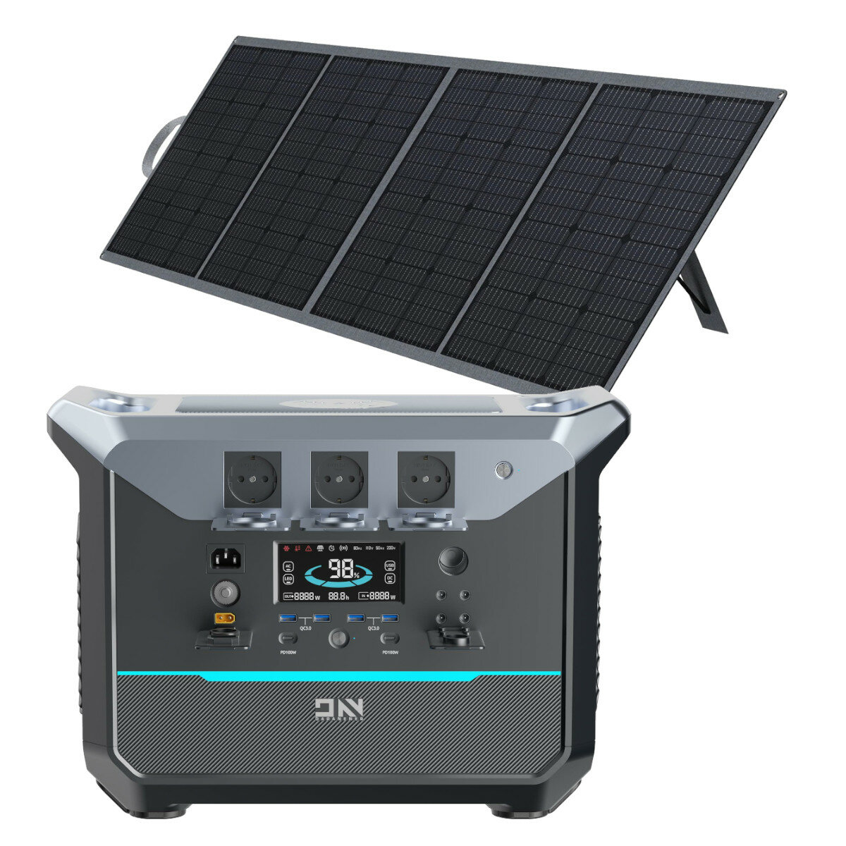 best price,daranener,neo2000,2000w,2073.6wh,power,station,with,sp300,300w,etfe,solar,paner,eu,coupon,price,discount