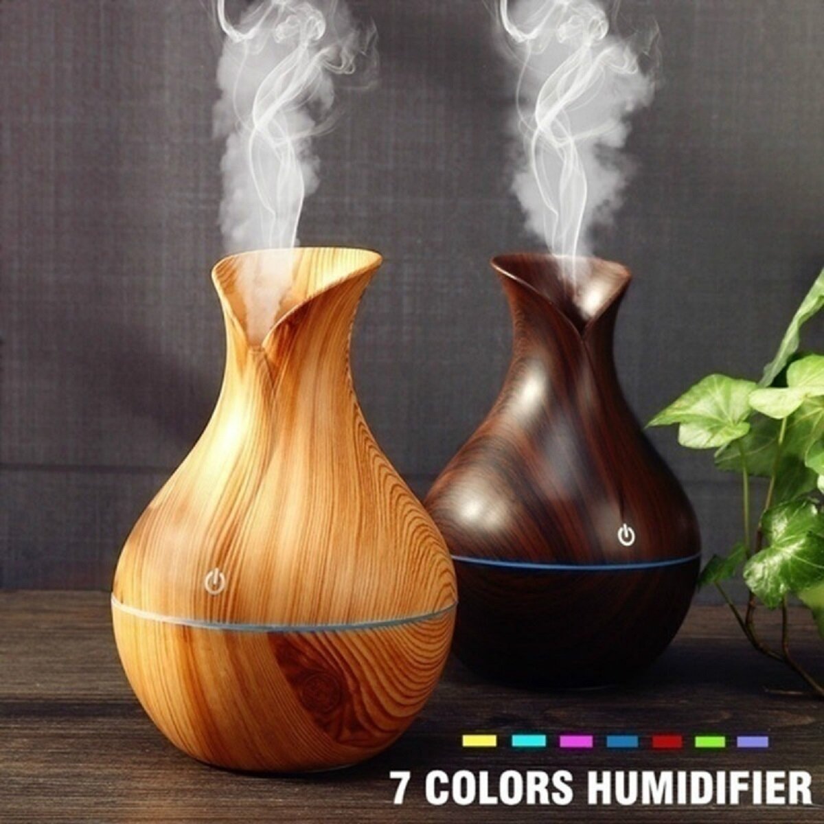 130ML Aroma Air Humidifier Wood Grain with LED Lights Essential Oil Diffuser Aromatherapy Electric Mist Maker for Home
