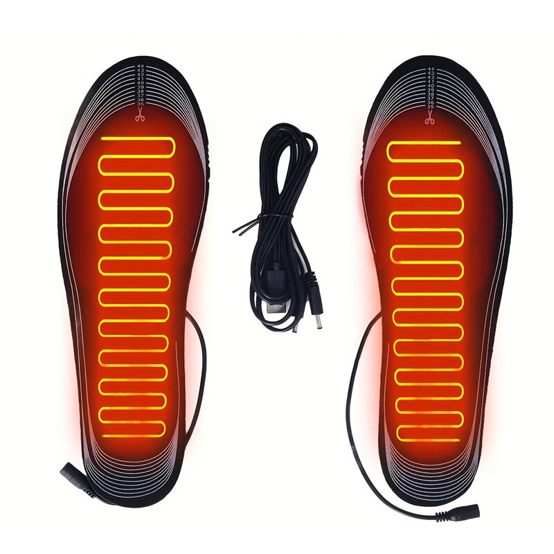 TENGOO 1 paire de semelles chauffantes électriques découpables, thermiques, confortables, rechargeables par USB, pour le ski en extérieur en hiver