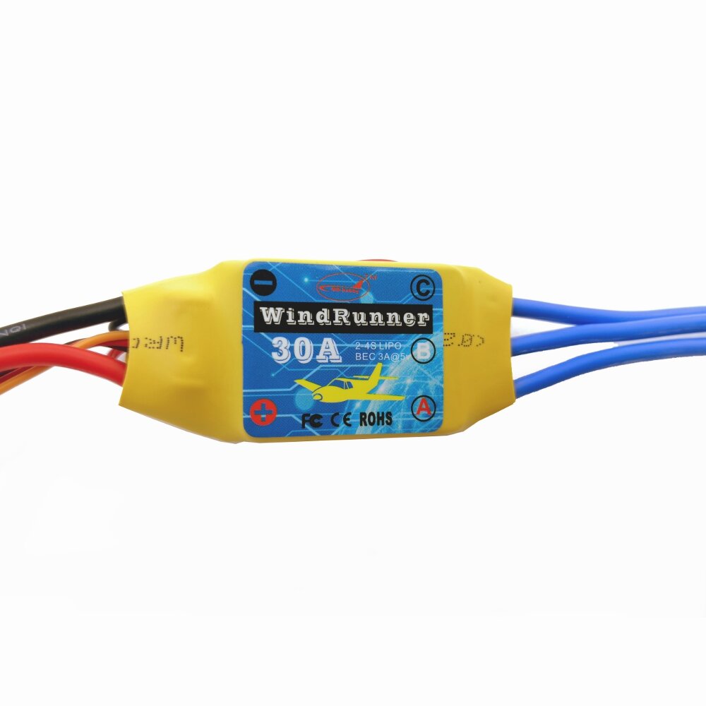 

Windrunner RC ESC 70A 50A 40A 30A 20A 10A Support 2212 Brushless Motor 3A/5A BEC Break 2s-7s for RC Fixed Wing