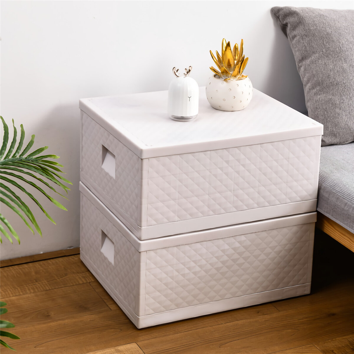 Foldable Wardrobe Storage Box Multi-purpose Home Office Car Storage Case Bedside End Table Nightstand Toys Clothes Stora