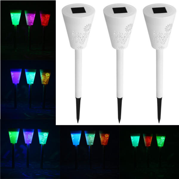 3pcs Solar Powered RGB Light Control Dimmable LED Night Light Outdoor Landscape Garden Lamp