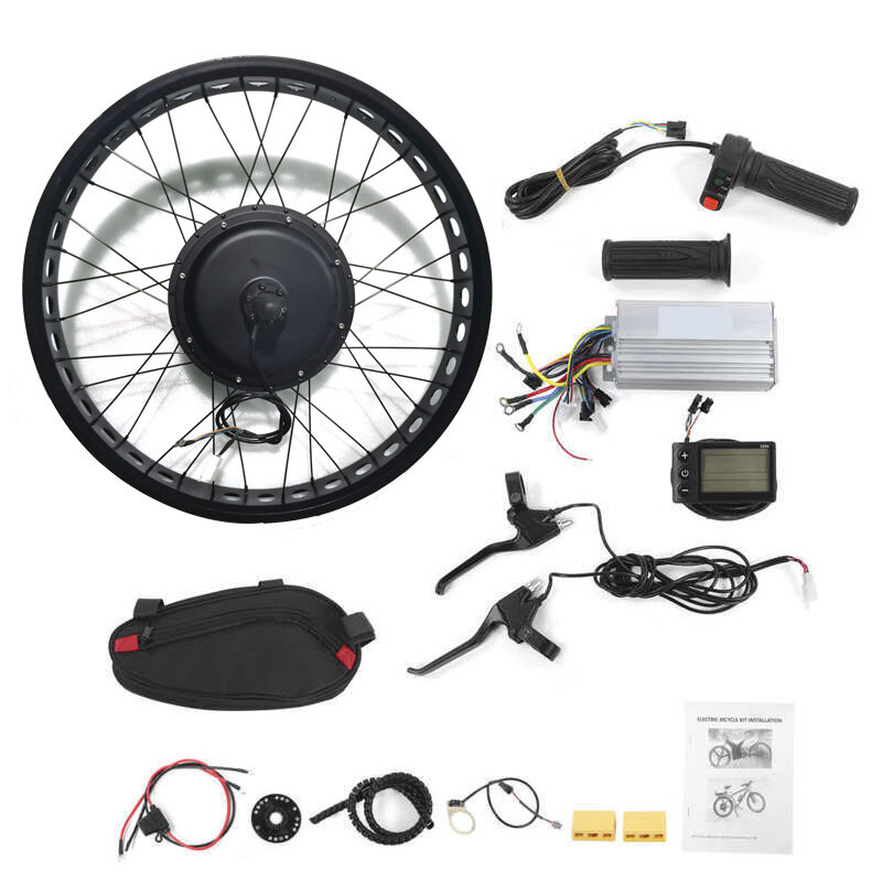 1000W 48V 26 Fat Snow Electric Bike Conversion Kit FrontRear Wheel Hub Kitwith Controller E Brake Levers Twist Throt