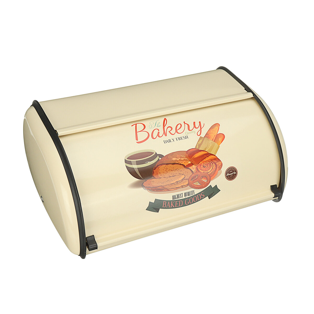 

Metal Bread Box/Bin/kitchen Storage Containers with Roll Top Lid Desktop Off-Surface Shelves 32x20x14cm