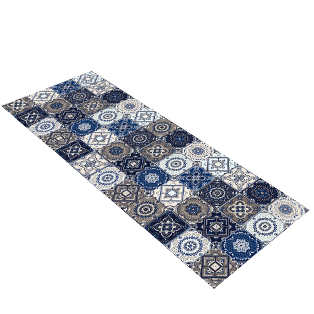 Bohemian Style Polyester Fiber Blue Floor Mat Antislip Tapijt Lange Pad voor Keuken Woonkamer Slaapk